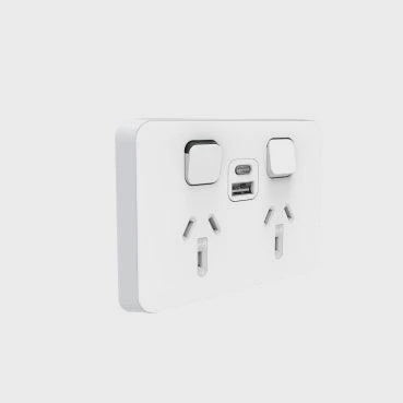 Clipsal Iconic Double Powerpoint 10A with USB A+C Type - 3025USBAC-VW - ARCK Electrical Wholesale Supplies