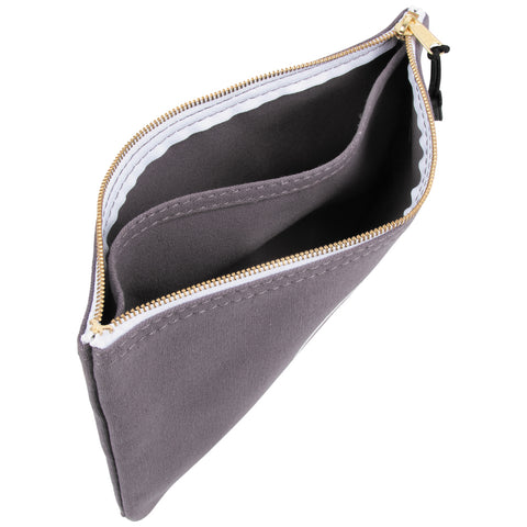 Klein Tools Zipper Bag with Divider, Canvas Tool Pouch, 7-Inch, Gray- A-55578