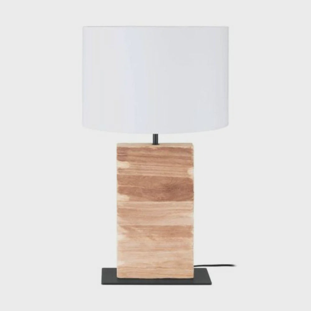 Contessore Table Lamp H625mm Black Steel Brown Wood - 39917N - ARCK Electrical Wholesale Supplies