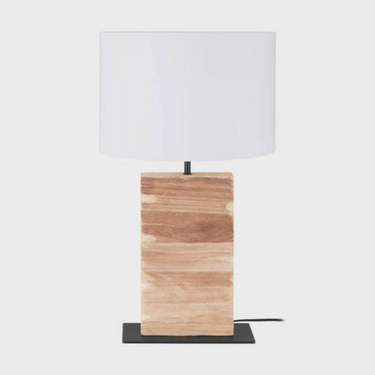 Contessore Table Lamp H625mm Black Steel Brown Wood - 39917N - ARCK Electrical Wholesale Supplies