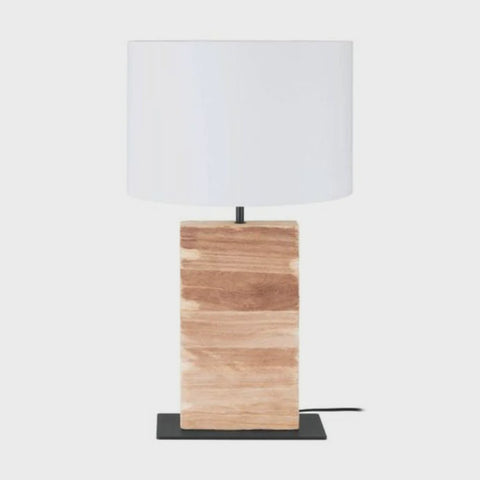 Contessore Table Lamp H625mm Black Steel Brown Wood - 39917N - ARCK Electrical Wholesale Supplies