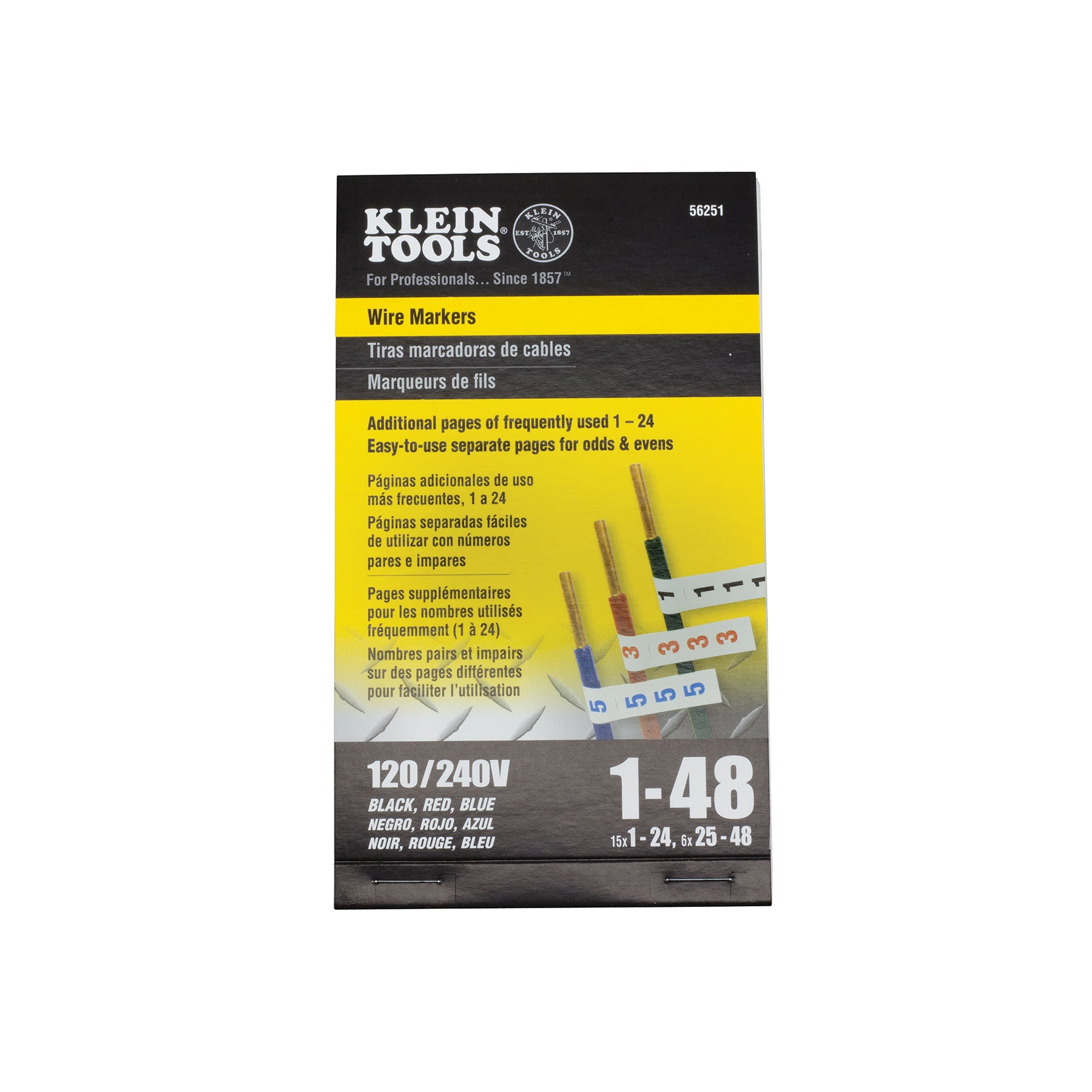 WIRE MARKER BOOK, 120/240V 3 PHASE 1-48