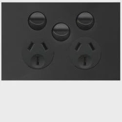 Finesse Double GPO + Extra Switch (MATT BLACK) - WBQP2XS-MB - ARCK Electrical Wholesale Supplies