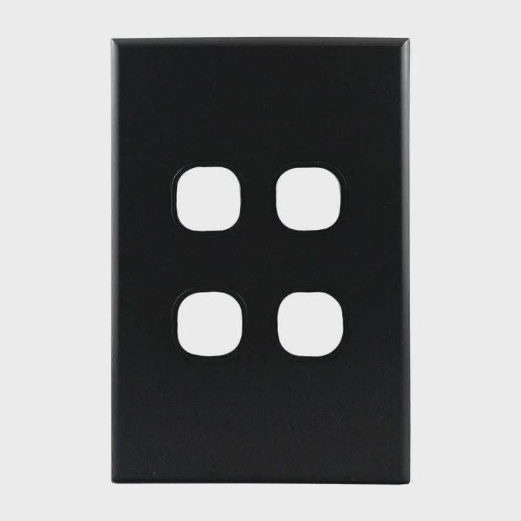 Grid Plate 4 Gang – MATTE BLACK PB4MB-L