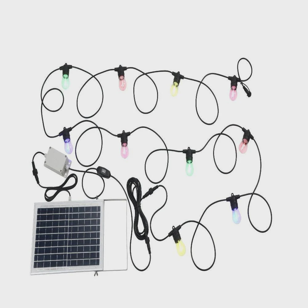 Festoon Solar 10 Lights 12V L13000mm Black Plastic RGB - 205895N - ARCK Electrical Wholesale Supplies