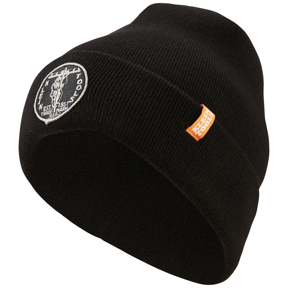 Klein Tools Heavy Knit Hat, Black, Vintage Patch Logo- A-60388