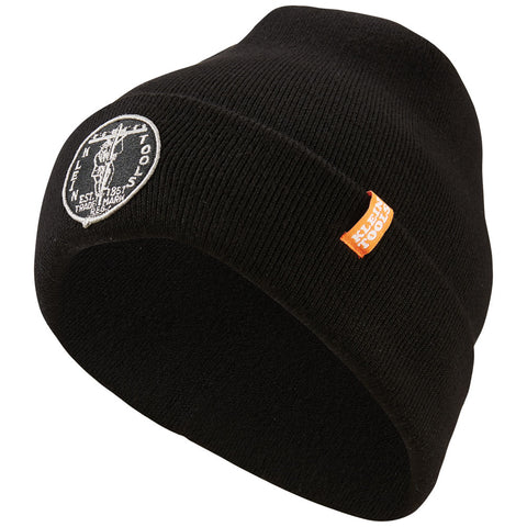 Klein Tools Heavy Knit Hat, Black, Vintage Patch Logo- A-60388