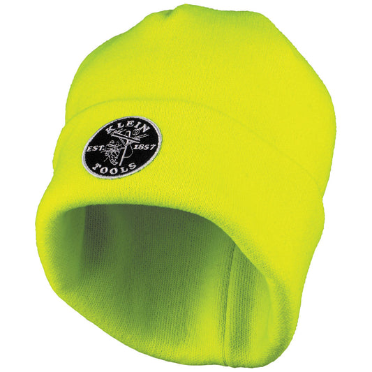 Klein Tools Heavy Knit Hat, High-Visibility Yellow, Patch Logo- A-60568