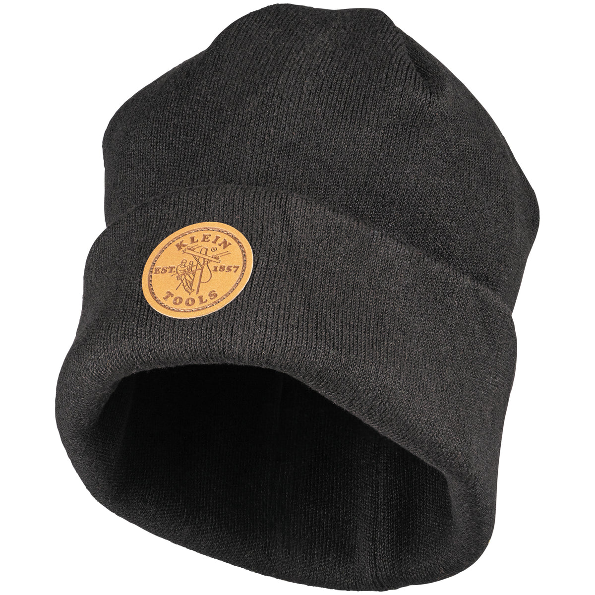 Klein Tools 60569 Heavy Knit Hat Black Leather Logo