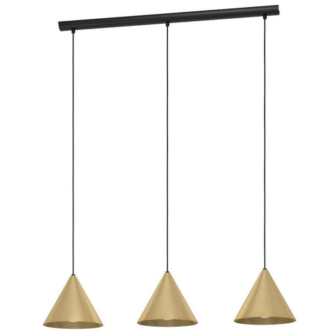 NARICES Pendant 3 Lights Black / Brushed Brass Steel -99592N