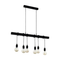 TOWNSHEND Island Pendant 6 Lights Black Steel / Black Wood - 49755N