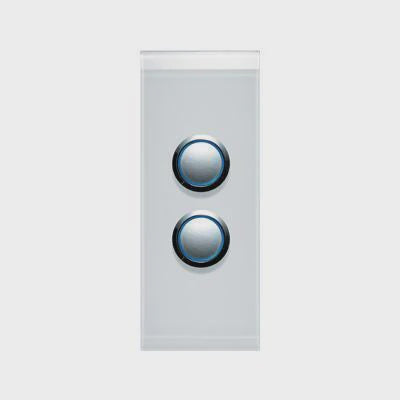 CLIPSAL SATURN 2 GANG PUSHBUTTON LED ARCHITRAVE SWITCH - PURE WHITE - 4062ALPW - ARCK Electrical Wholesale Supplies