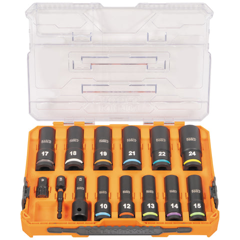 Klein Tools KNECT™ 1/2-Inch Drive Deep Well Impact Socket Set, Metric,- A-65111IMPCTM
