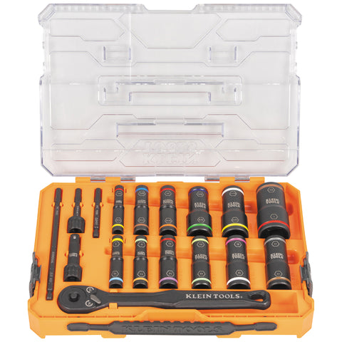 Klein Tools KNECT™ Flip-24 Deep-Well, Heavy-Duty Impact Socket Set,- A-65626