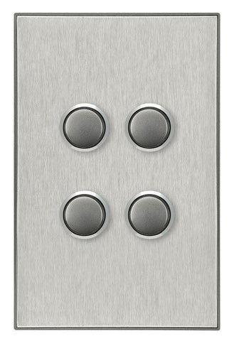 CLIPSAL SATURN 4 GANG PUSHBUTTON LED SWITCH - HORIZON SILVER - 4064PBLHS - ARCK Electrical Wholesale Supplies