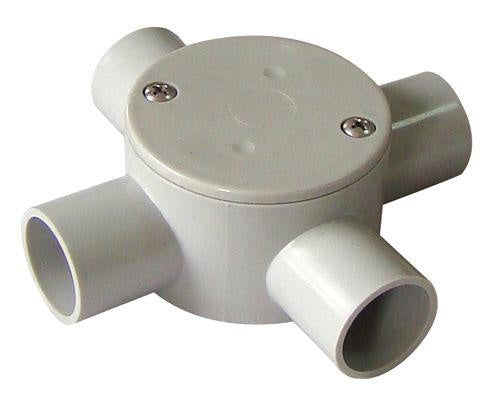 PVC-4 Way Shallow J/Box Grey 20mm - JBS-20G/4 - ARCK Electrical Wholesale Supplies