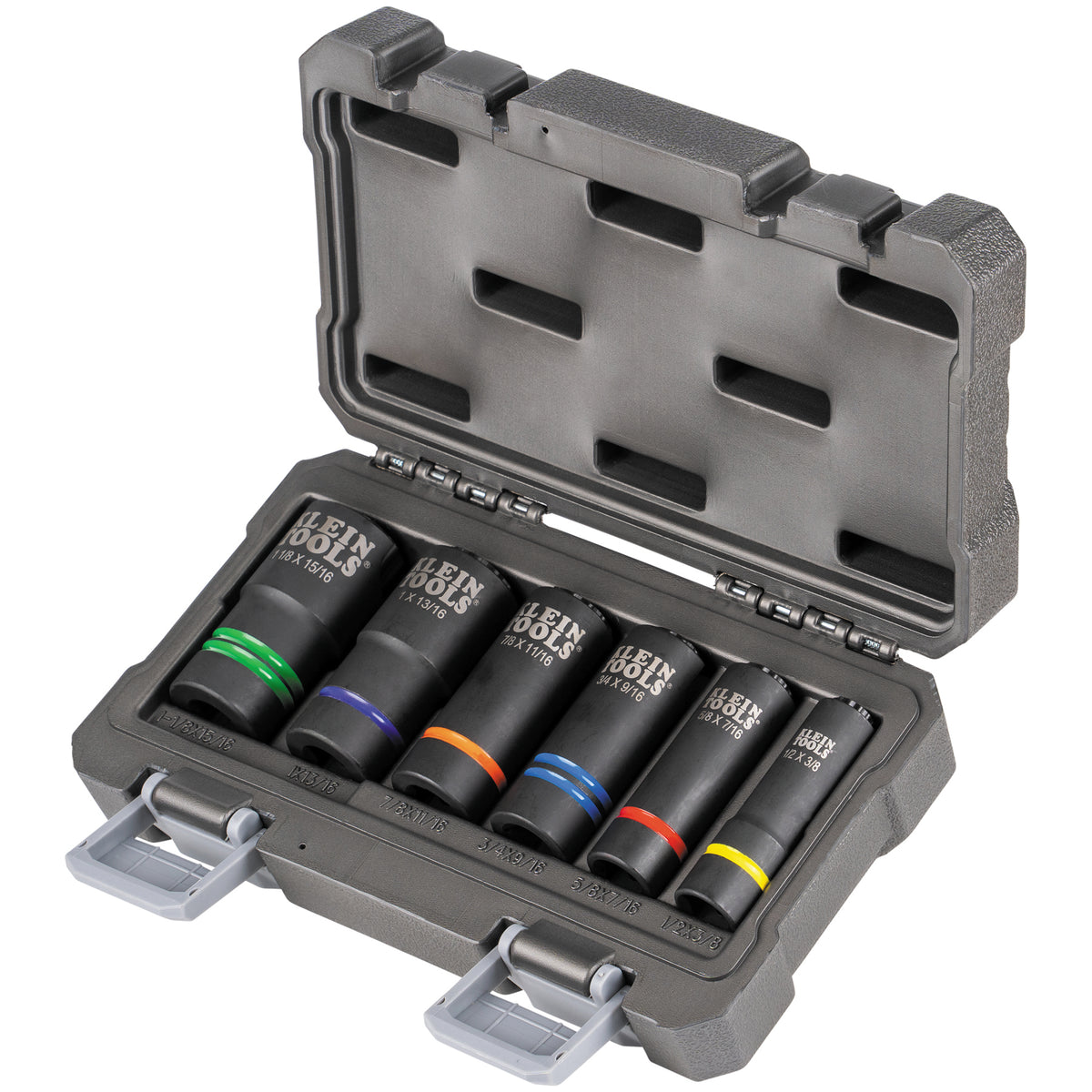 Klein Tools 66090 2-In-1 Sltd Impct Sckt Set 12Point 6Pce