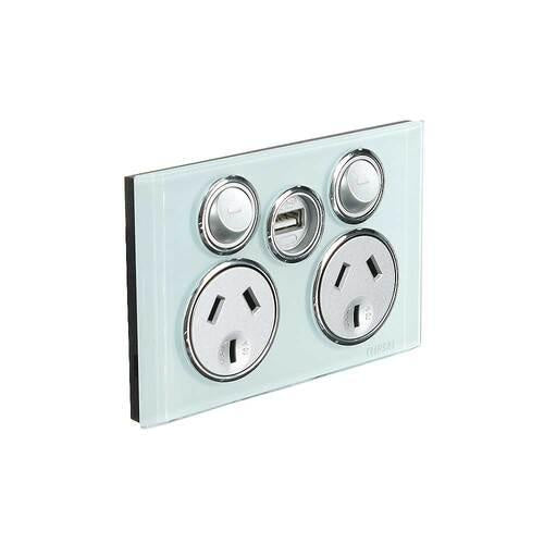 Clipsal Saturn 4000Twin Switched Socket Outlet - 4025USBC-OM - ARCK Electrical Wholesale Supplies