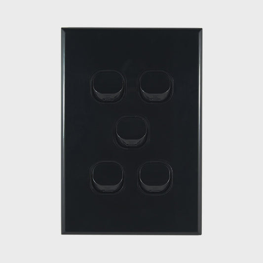 Light Switch 5 Gang – VERTICAL BLACK - LS105VB-L - ARCK Electrical Wholesale Supplies