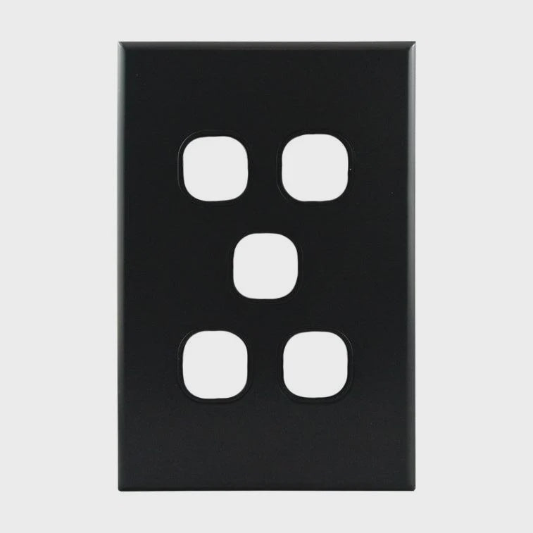 Grid Plate 5 Gang – MATTE BLACK PB5MB-L - ARCK Electrical Wholesale Supplies