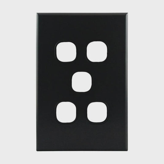 Grid Plate 5 Gang – MATTE BLACK PB5MB-L - ARCK Electrical Wholesale Supplies