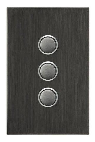 CLIPSAL SATURN 3 GANG PUSHBUTTON LED SWITCH - HORIZON BLACK - 4063PBLHB - ARCK Electrical Wholesale Supplies