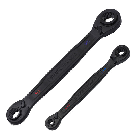 Klein Tools 4-in-1 Ratcheting Wrench Set, SAE, 2-Piece- A-68216