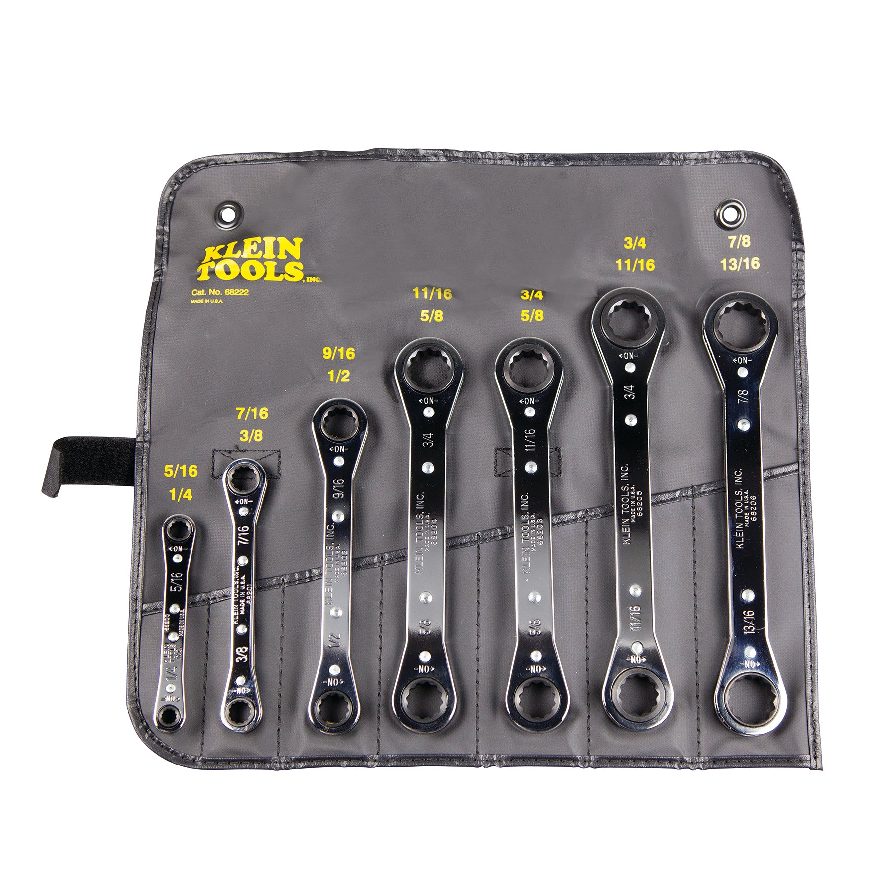 Klein Tools 68222 Ratcheting Box Wrench Set 7-Pc W/ Pouch