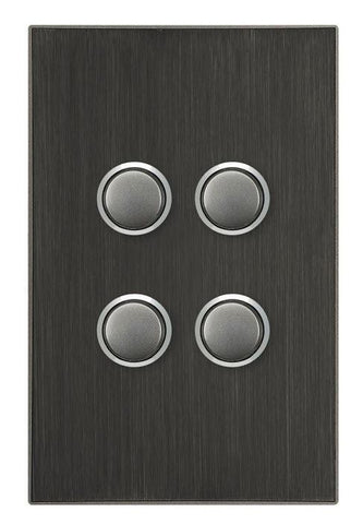 CLIPSAL SATURN 4 GANG PUSHBUTTON LED SWITCH - HORIZON BLACK - 4064PBLHB - ARCK Electrical Wholesale Supplies