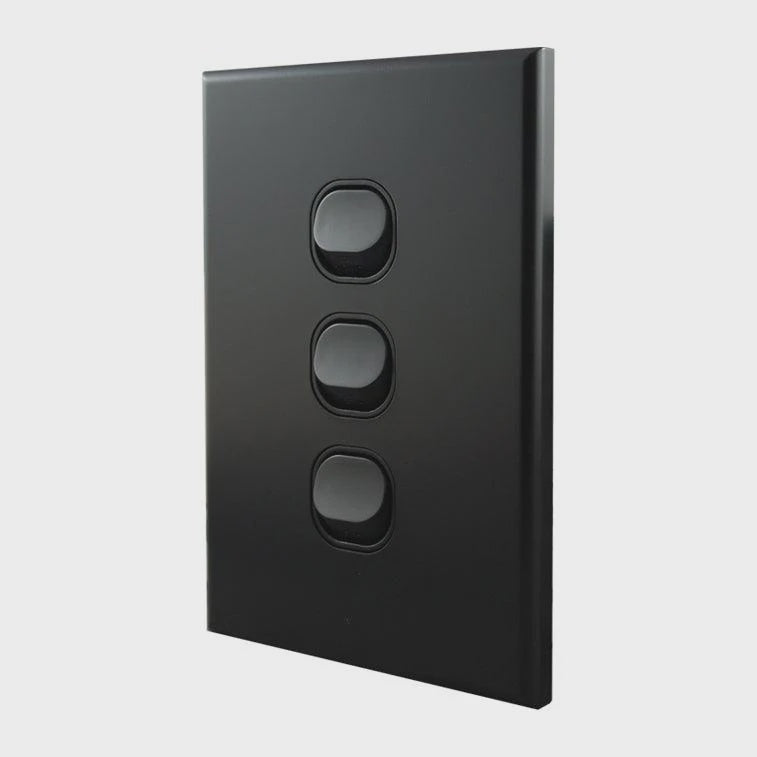 Light Switch 3 Gang – MATTE BLACK VERTICAL LS103VMB-L - ARCK Electrical Wholesale Supplies