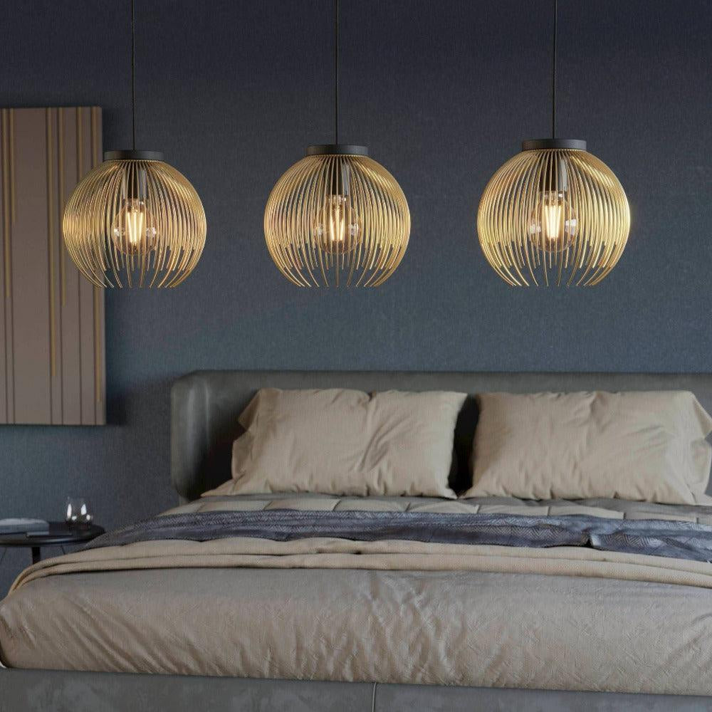 VENEZUELA Pendant 3 Lights Black / Gold Steel - 900167N - ARCK Electrical Wholesale Supplies
