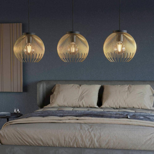 VENEZUELA Pendant 3 Lights Black / Gold Steel - 900167N - ARCK Electrical Wholesale Supplies