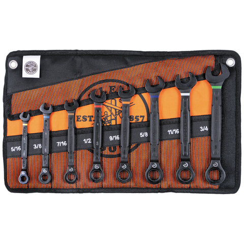 Klein Tools Ratcheting Combination Wrench Set, SAE, 8-Piece- A-69408G
