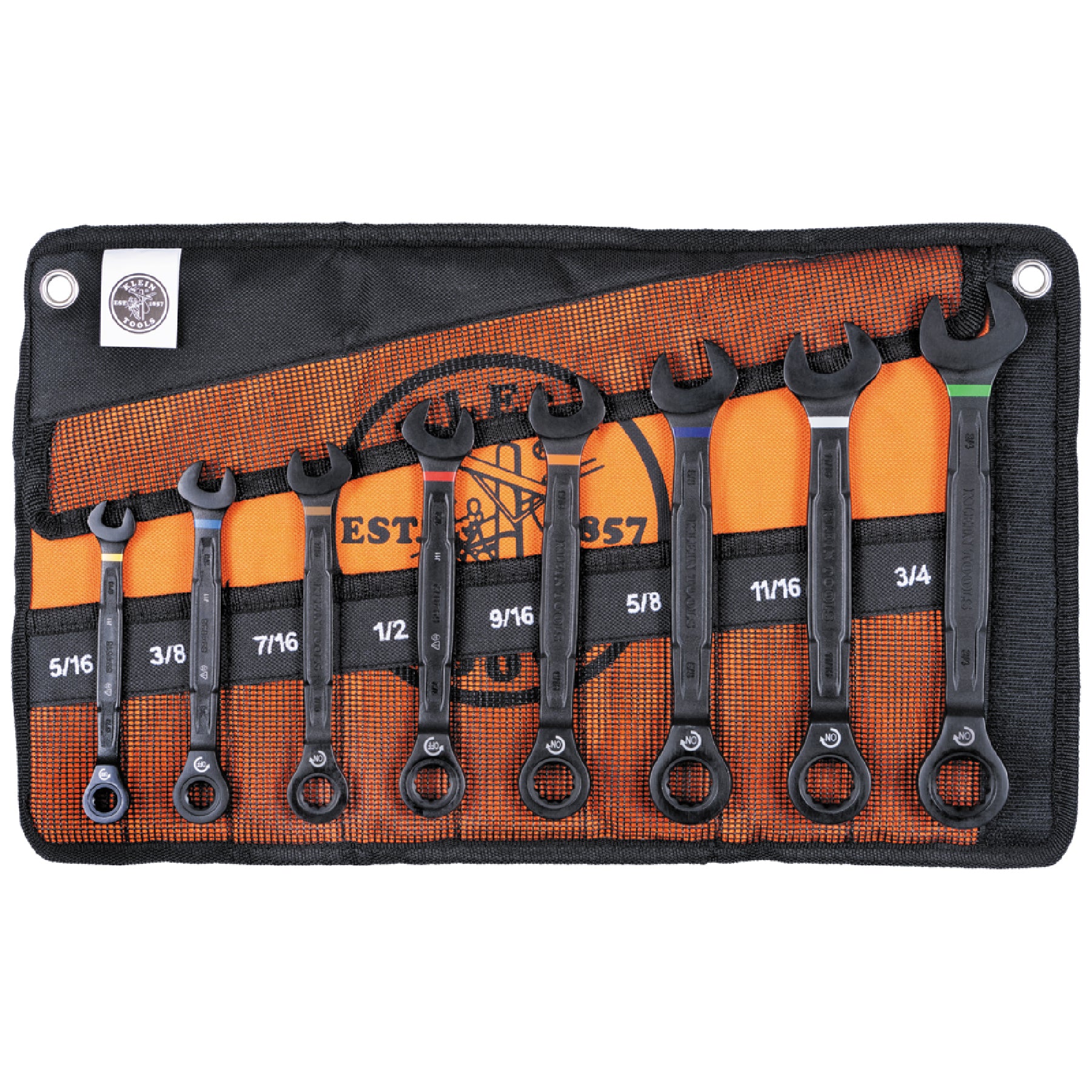 Klein Tools 69408G 8Pc Ratcheting Combo Wrench Set - Sae