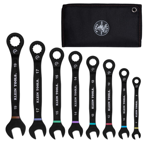 Klein Tools Ratcheting Combination Wrench Set, Metric, 8-Piece- A-69408MG
