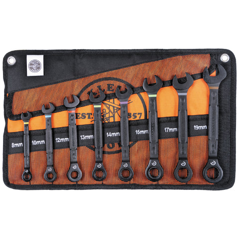 Klein Tools 69408MG 8Pc Ratcheting Combo Wrench Set-Metric