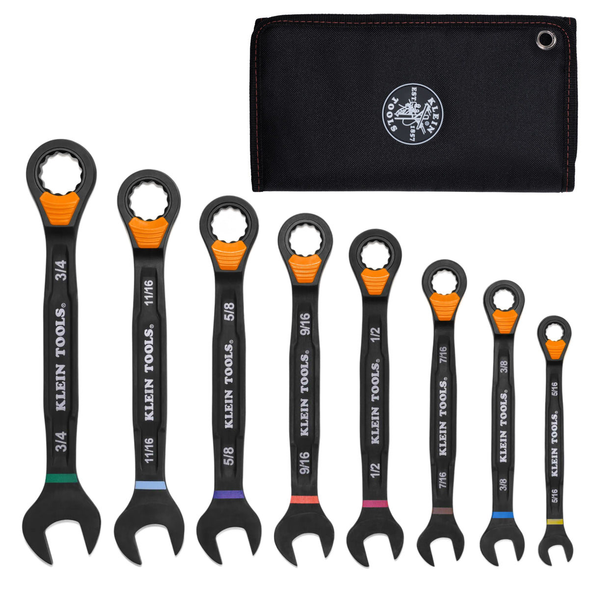 Klein Tools Ratcheting Combination Slide-Lock Wrench Set, SAE, 8-Piece- A-69508
