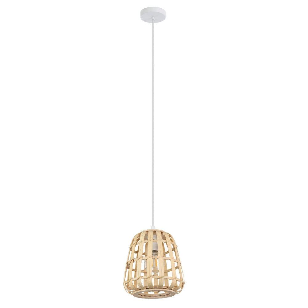 MONTEZUELO Pendant Light White Steel Natural Wood - 390152N