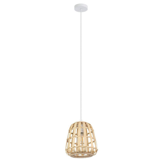 MONTEZUELO Pendant Light White Steel Natural Wood - 390152N - ARCK Electrical Wholesale Supplies
