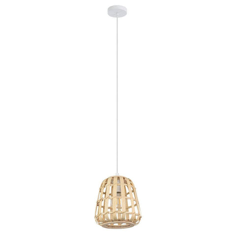 MONTEZUELO Pendant Light White Steel Natural Wood - 390152N