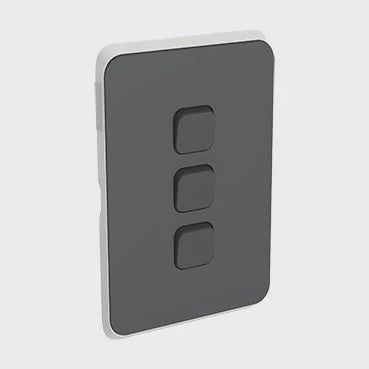 Clipsal Iconic 3 Gang Switch Skin Anthracite - 3043CAN - ARCK Electrical Wholesale Supplies