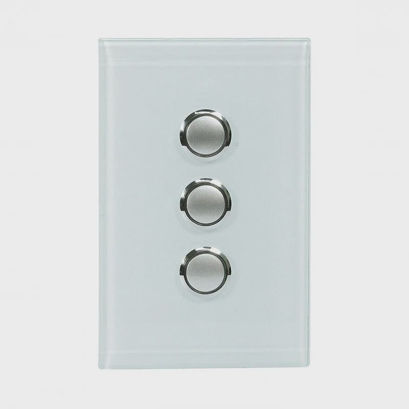 CLIPSAL SATURN 3 GANG PUSHBUTTON LED SWITCH - OCEAN MIST - 4063PBLOM - ARCK Electrical Wholesale Supplies
