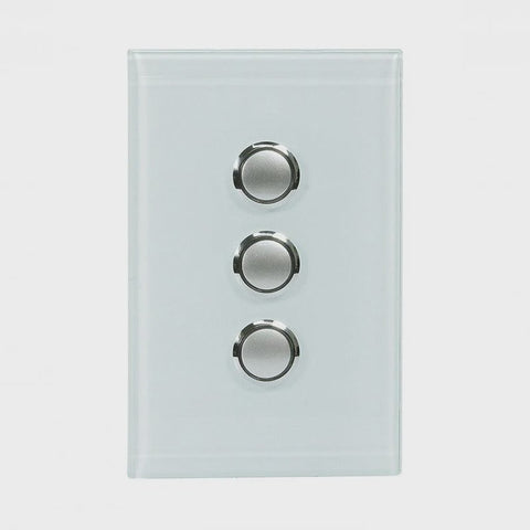 CLIPSAL SATURN 3 GANG PUSHBUTTON LED SWITCH - OCEAN MIST - 4063PBLOM - ARCK Electrical Wholesale Supplies