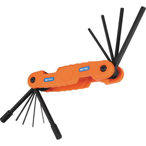 Klein Tools Pro Folding Hex Key Set, 10-Key, Metric Sizes- A-70550M