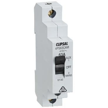 Clipsal - Max 4 Change over switch 1P 63 A 415 V Auxiliary off manual - 4PS63CAM - ARCK Electrical Wholesale Supplies