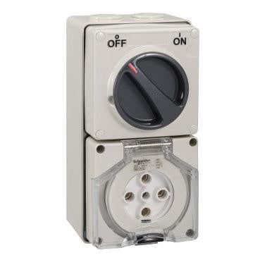 Clipsal 56 Series Round 5 Pin 32A Switched Socket Grey - 56C532-GY - ARCK Electrical Wholesale Supplies