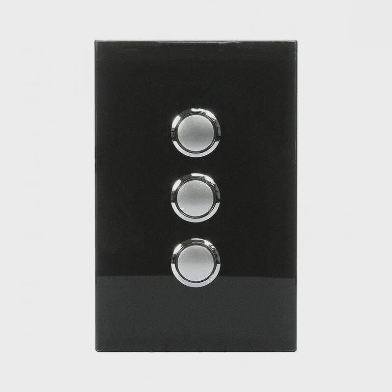 CLIPSAL SATURN 3 GANG PUSHBUTTON LED SWITCH - ESPRESSO BLACK - 4063PBLEB - ARCK Electrical Wholesale Supplies