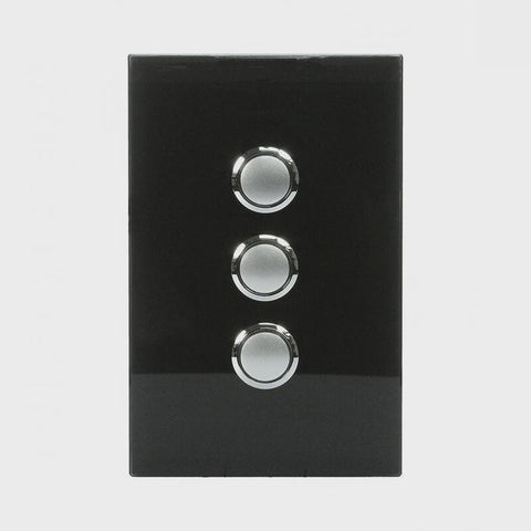 CLIPSAL SATURN 3 GANG PUSHBUTTON LED SWITCH - ESPRESSO BLACK - 4063PBLEB - ARCK Electrical Wholesale Supplies