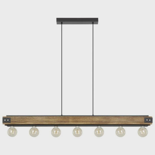 Layham 7 Light Pendant 60W Brown Wood - 205157 - ARCK Electrical Wholesale Supplies