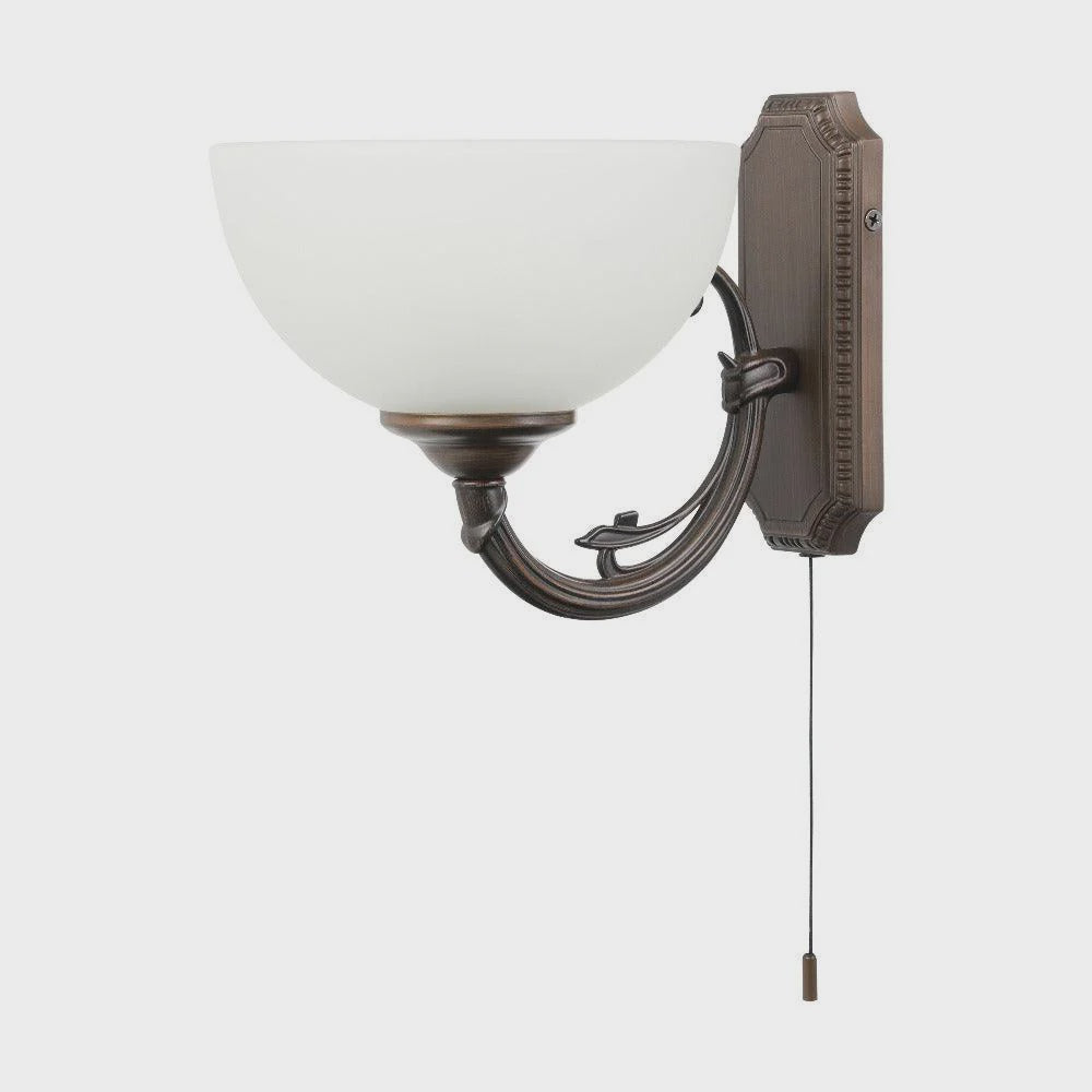 Savoy 1 Light Wall Light Oil Rubbed Bronze / White - 204955 - ARCK Electrical Wholesale Supplies